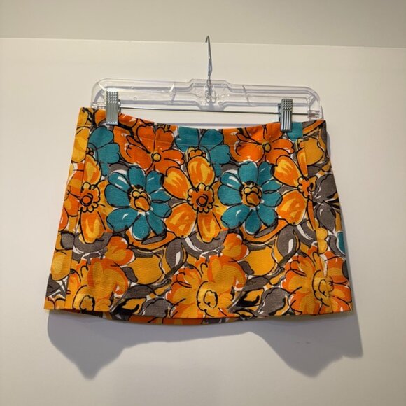 Miaou Micro Mini Skirt, Parisian Flower Orange Size S